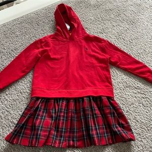 Polo Ralph Lauren Girls' Plaid Fleece Hoodie Dress - Medium
